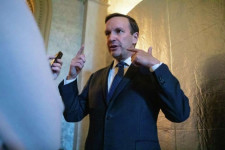 US Senator Murphy speaking to reporters